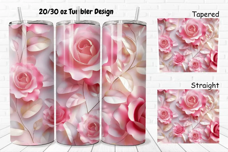 3D Roses Pretty 20/30oz Skinny Tumbler