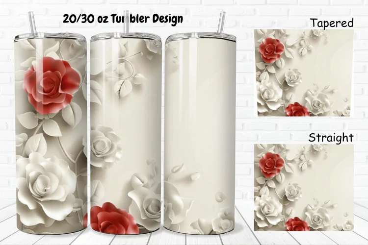 3D Roses Pretty 20/30oz Skinny Tumbler