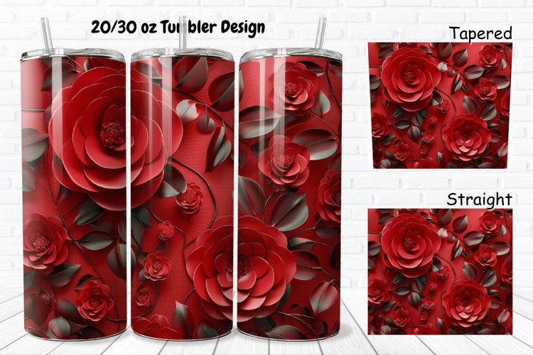 3D Roses Pretty 20/30oz Skinny Tumbler example image 1