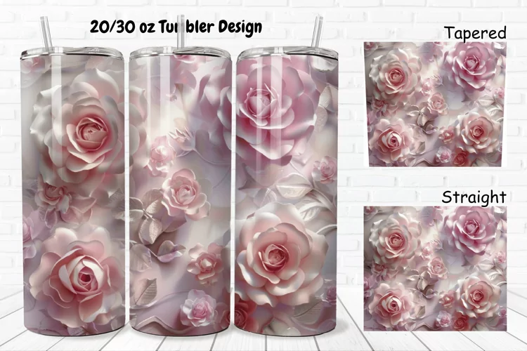 3D Roses Pretty 20/30oz Skinny Tumbler