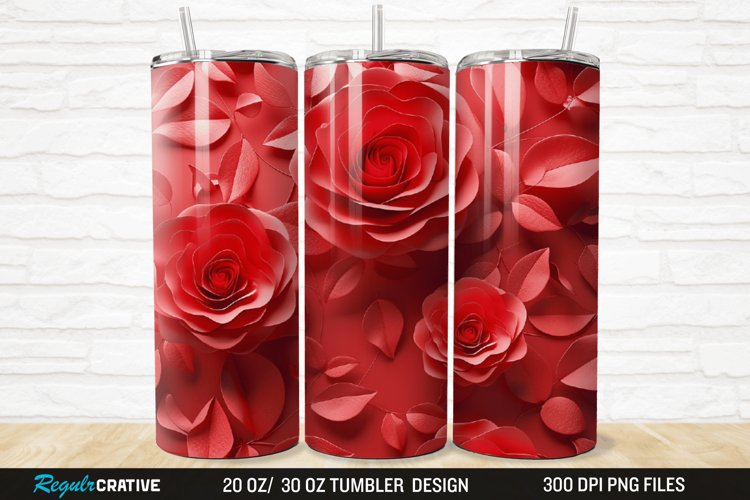 3D Roses Flower 20/30oz Skinny Tumbler