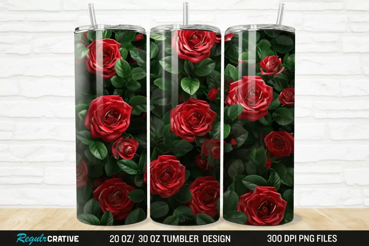 3D Roses Flower 20/30oz Skinny Tumbler