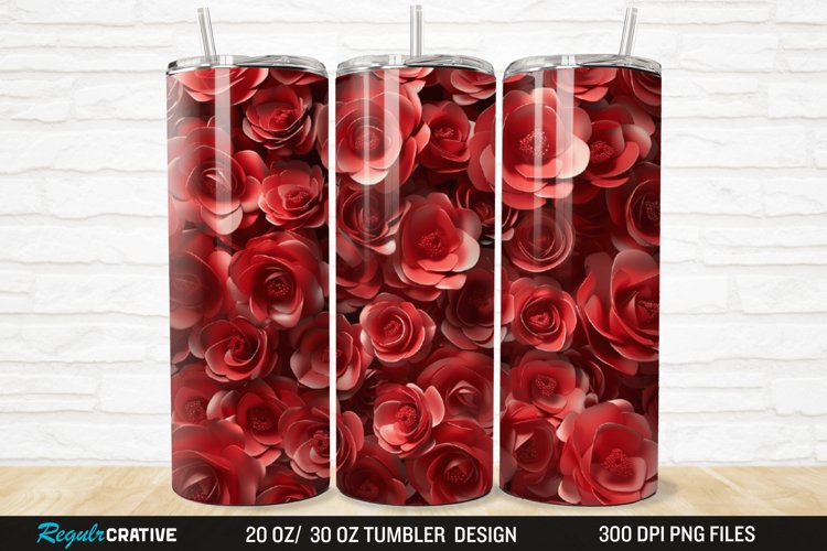 3D Roses Flower 20/30oz Skinny Tumbler example image 1