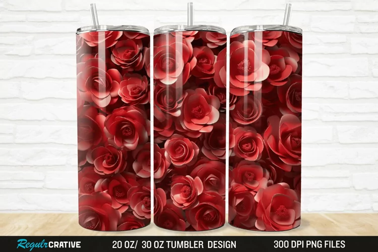 3D Roses Flower 20/30oz Skinny Tumbler