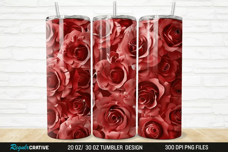 3D Roses Flower 20/30oz Skinny Tumbler