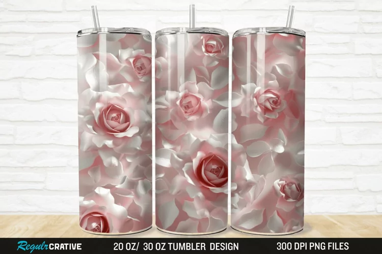 3D Roses Flower 20/30oz Skinny Tumbler