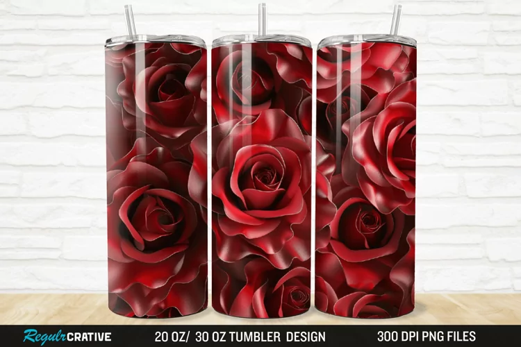 3D Roses Flower 20/30oz Skinny Tumbler
