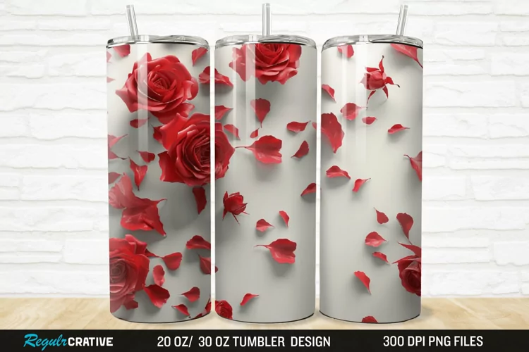 3D Roses Flower 20/30oz Skinny Tumbler