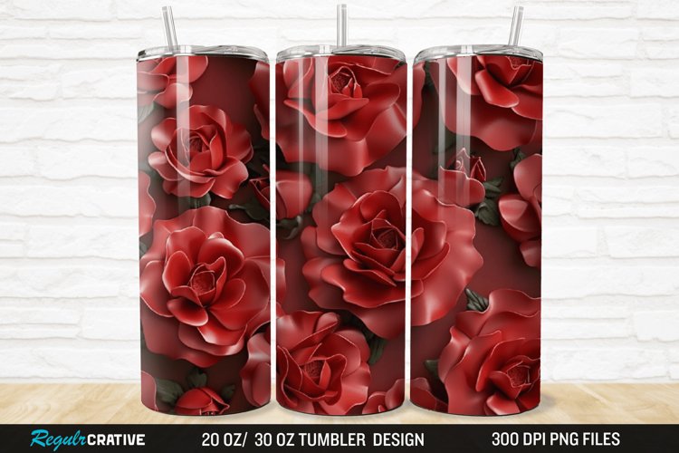 3D Roses Flower 20/30oz Skinny Tumbler example image 1