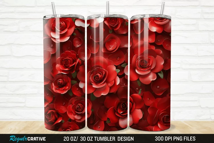 3D Roses Flower 20/30oz Skinny Tumbler