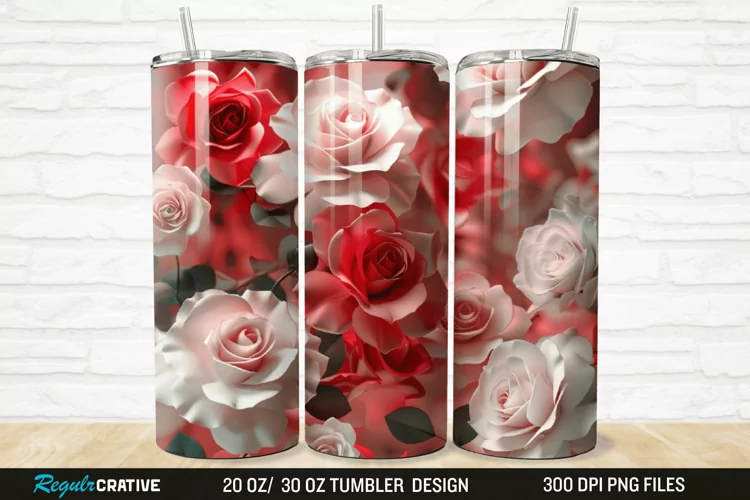 3D Roses Flower 20/30oz Skinny Tumbler