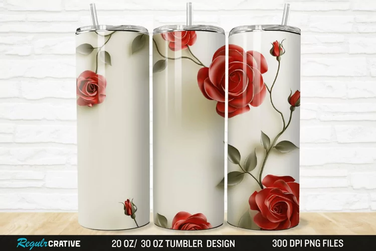 3D Roses Flower 20/30oz Skinny Tumbler