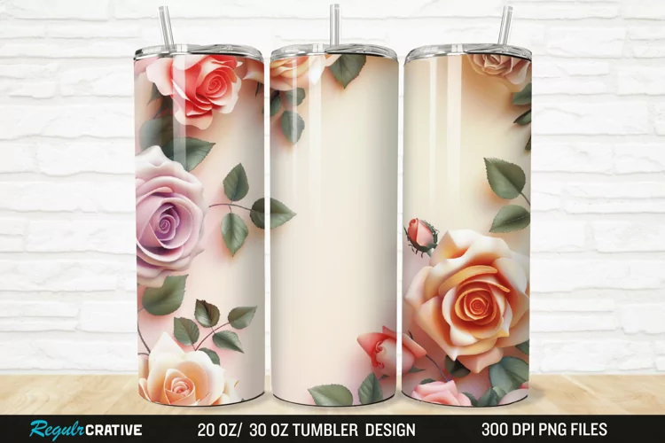 3D Roses Flower 20/30oz Skinny Tumbler