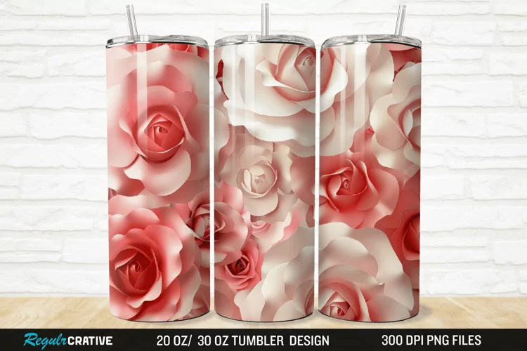 3D Roses Flower 20/30oz Skinny Tumbler