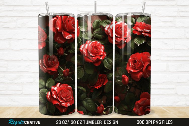 3D Roses Flower 20/30oz Skinny Tumbler