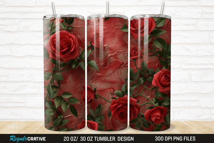 3D Roses Flower 20/30oz Skinny Tumbler
