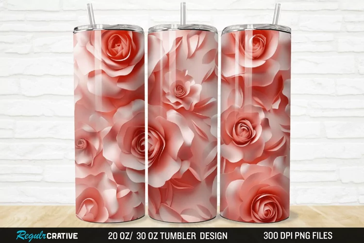3D Roses Flower 20/30oz Skinny Tumbler