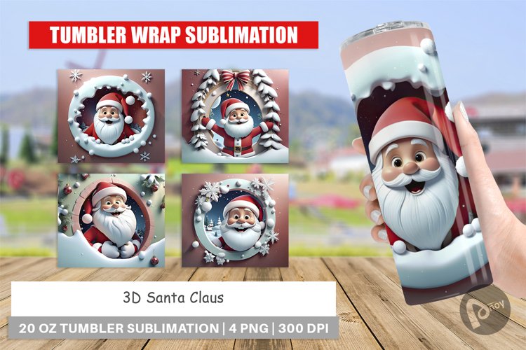 Tumbler Wrap 3D Santa Claus