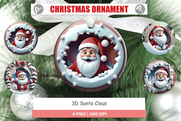 Christmas Ornaments 3D Santa Claus
