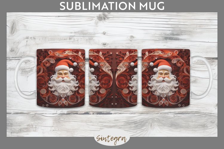 3D Christmas Santa Claus Mug Wrap Sublimation example image 1