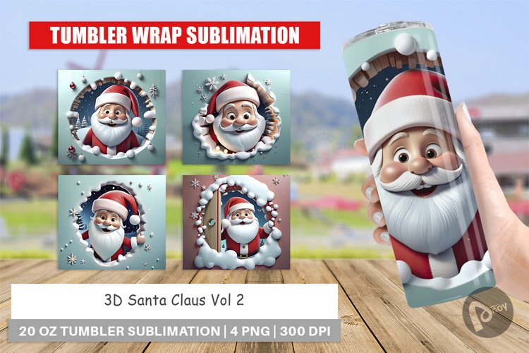 Tumbler Wrap 3D Santa Claus