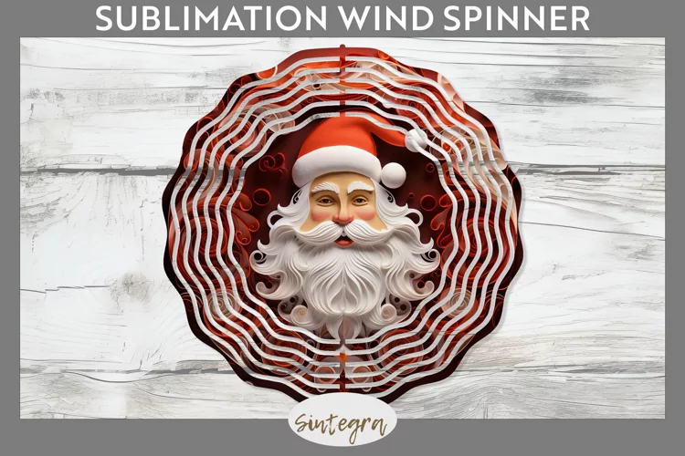 3D Christmas Santa Claus Wind Spinner Sublimation