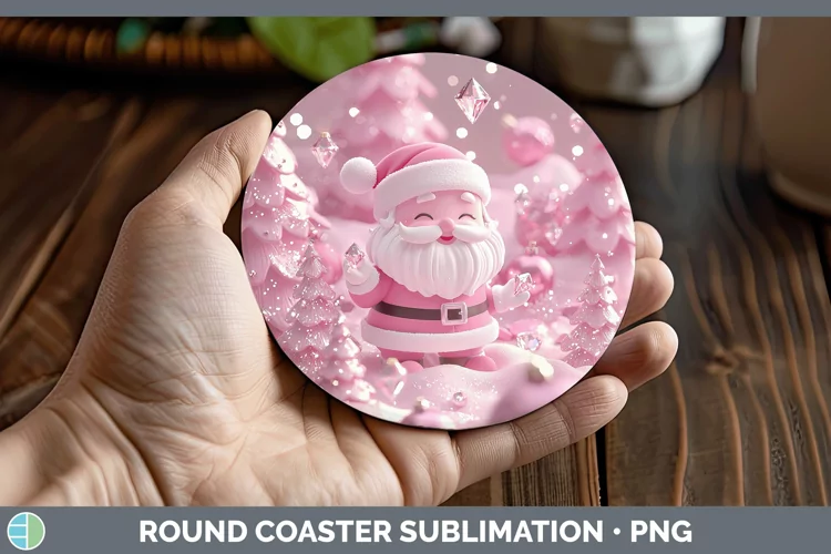 3D Santa Round Coaster Sublimation Coaster Designs
