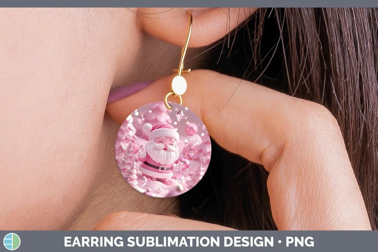 3D Santa Round Earrings Sublimation Earrings Designs