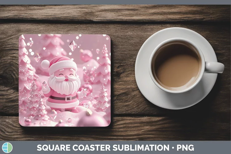 3D Santa Square Coaster Sublimation Coaster Designs