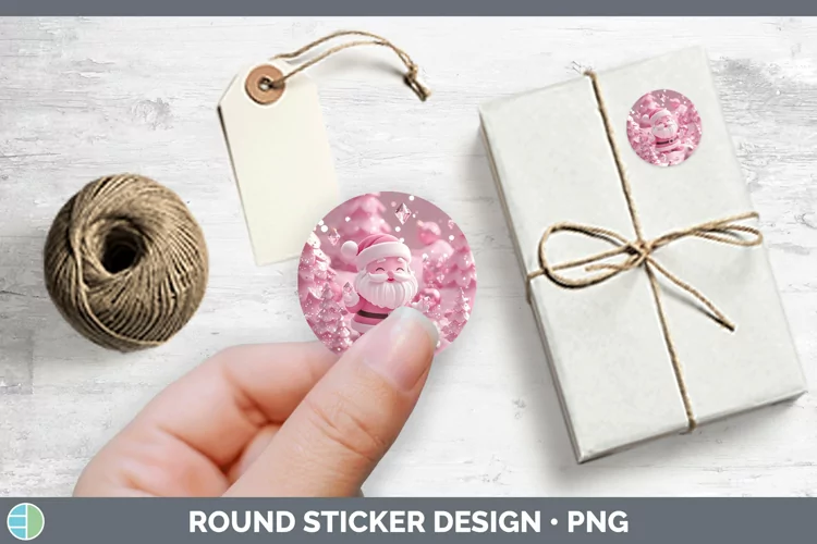 3D Santa Stickers | Round Labels Designs