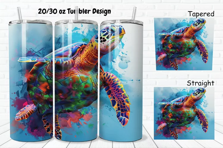 3D Sea Turtle Print 20/30oz Skinny Tumbler
