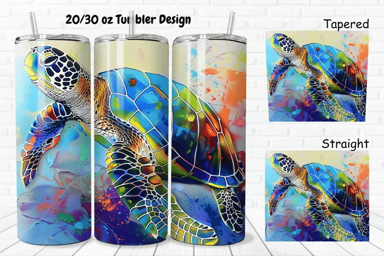 3D Sea Turtle Print 20/30oz Skinny Tumbler