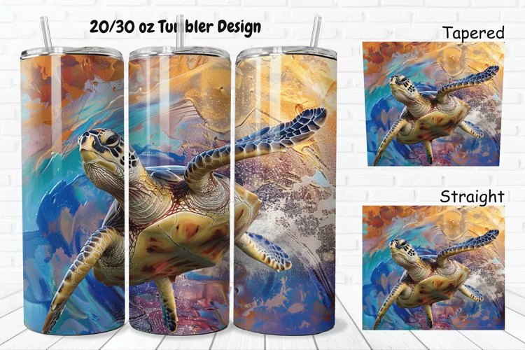 3D Sea Turtle Print 20/30oz Skinny Tumbler