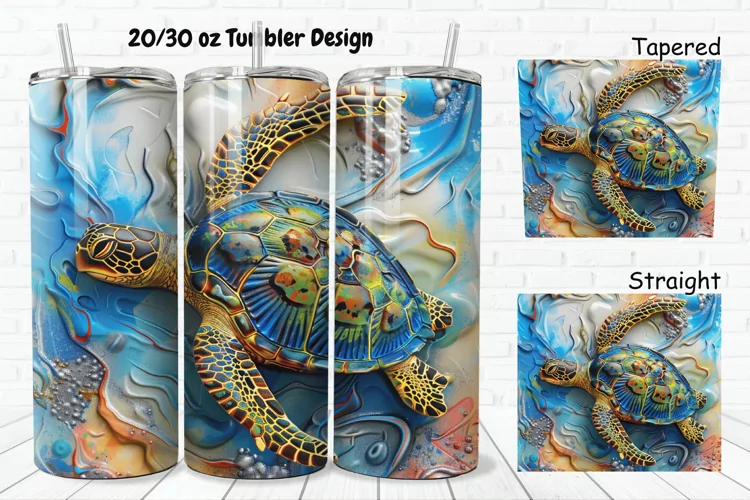 3D Sea Turtle Print 20/30oz Skinny Tumbler