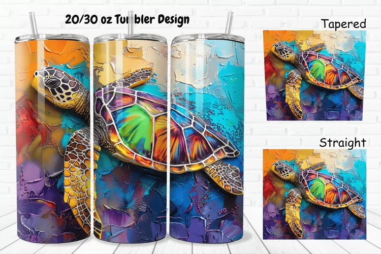 3D Sea Turtle Print 20/30oz Skinny Tumbler