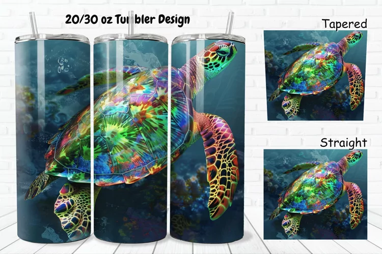 3D Sea Turtle Print 20/30oz Skinny Tumbler