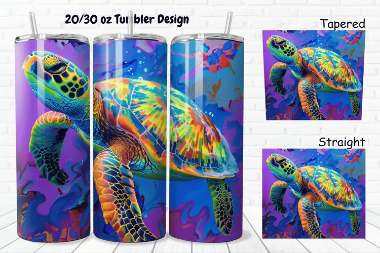 3D Sea Turtle Print 20/30oz Skinny Tumbler