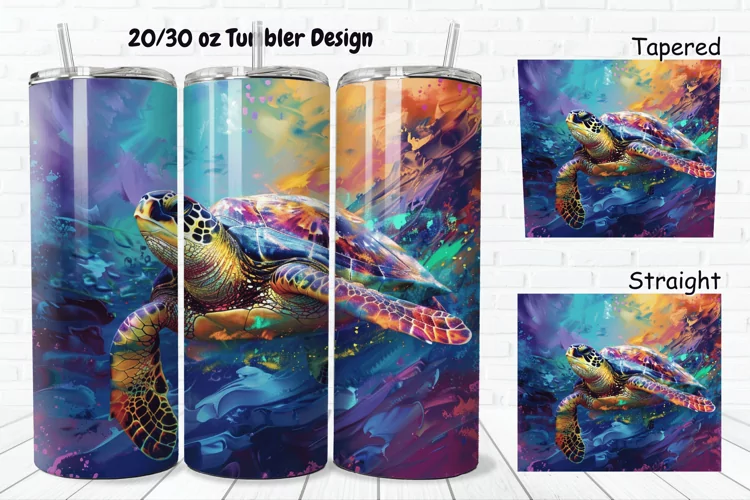 3D Sea Turtle Print 20/30oz Skinny Tumbler