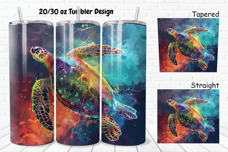 3D Sea Turtle Print 20/30oz Skinny Tumbler
