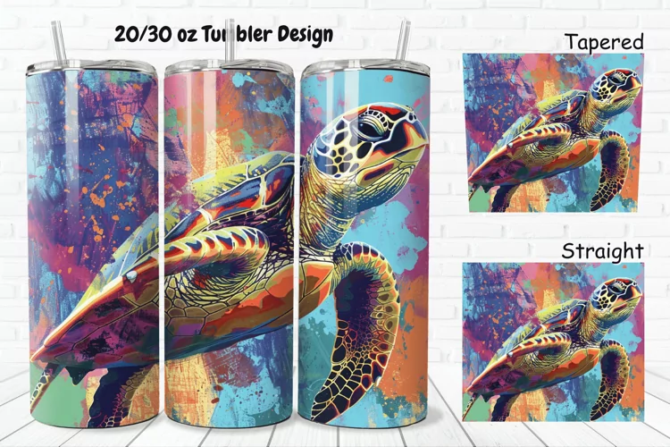 3D Sea Turtle Print 20/30oz Skinny Tumbler