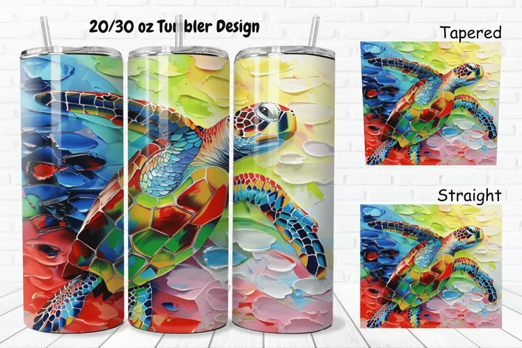 3D Sea Turtle Print 20/30oz Skinny Tumbler