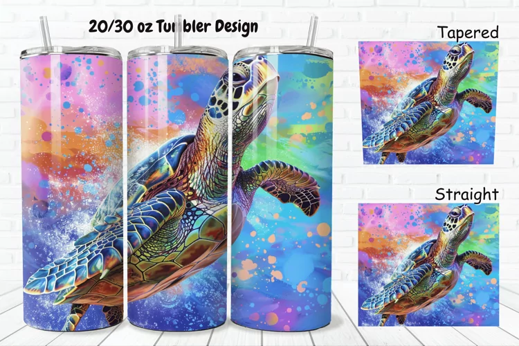 3D Sea Turtle Print 20/30oz Skinny Tumbler