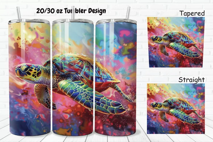 3D Sea Turtle Print 20/30oz Skinny Tumbler