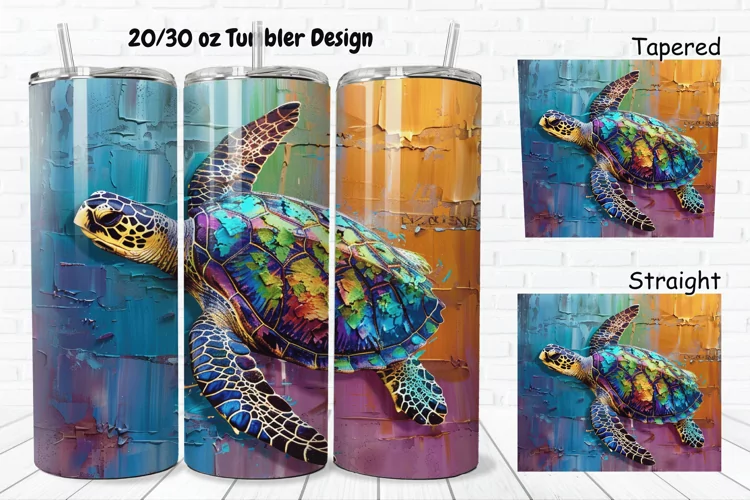 3D Sea Turtle Print 20/30oz Skinny Tumbler