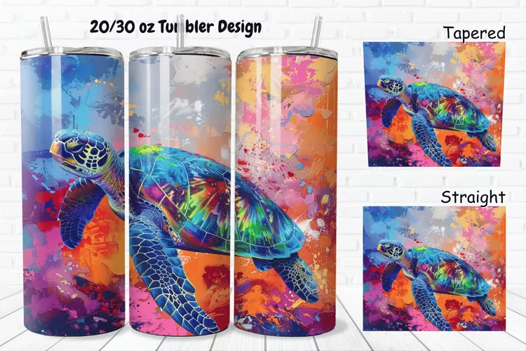 3D Sea Turtle Print 20/30oz Skinny Tumbler