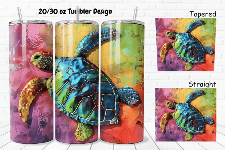 3D Sea Turtle Print 20/30oz Skinny Tumbler