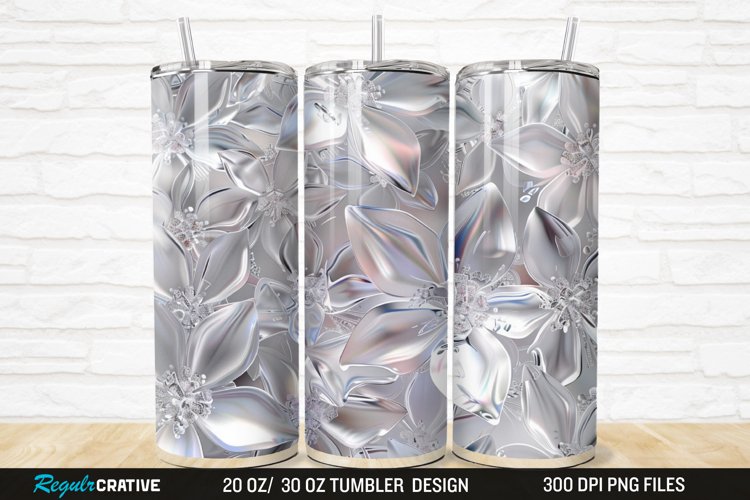 3D Seamless Crystal Blossoms 20/30oz Skinny Tumbler example image 1