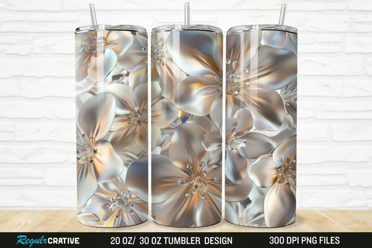 3D Seamless Crystal Blossoms 20/30oz Skinny Tumbler