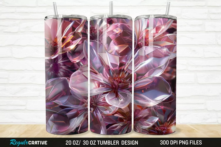 3D Seamless Crystal Blossoms 20/30oz Skinny Tumbler