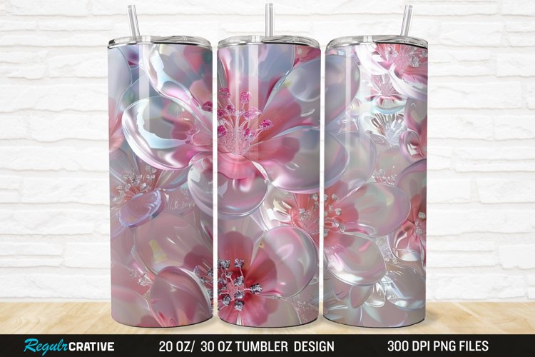 3D Seamless Crystal Blossoms 20/30oz Skinny Tumbler example image 1
